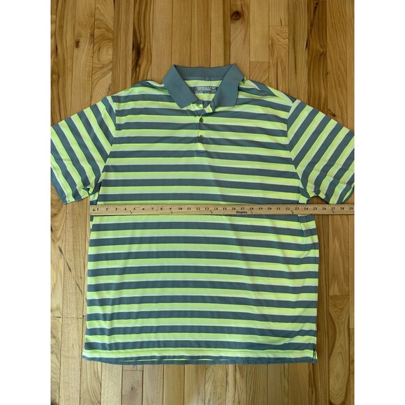 Nike Golf Dri Fit Polo Shirt Sz XXL Green Blue Stripes Swoosh - Picture 6 of 6